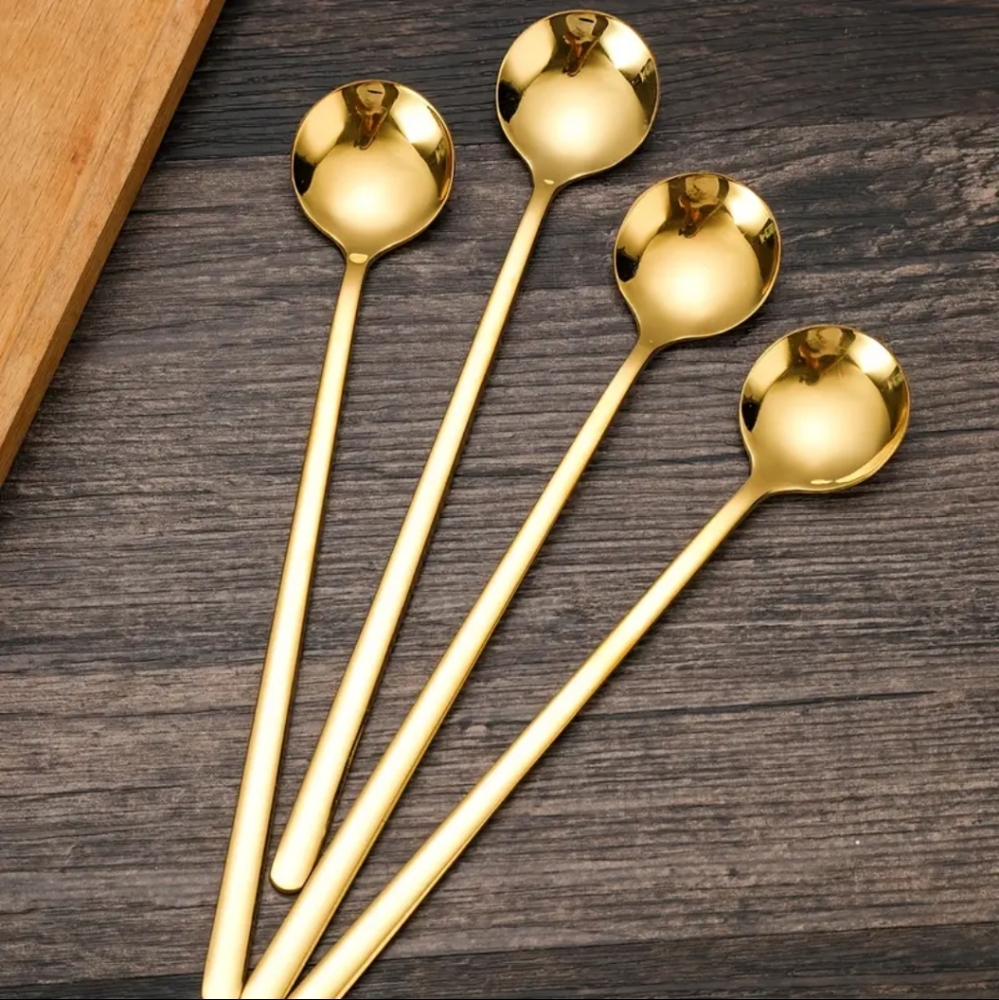 4 pcs Golden luxury stirring spoons - Picture 1 of 2